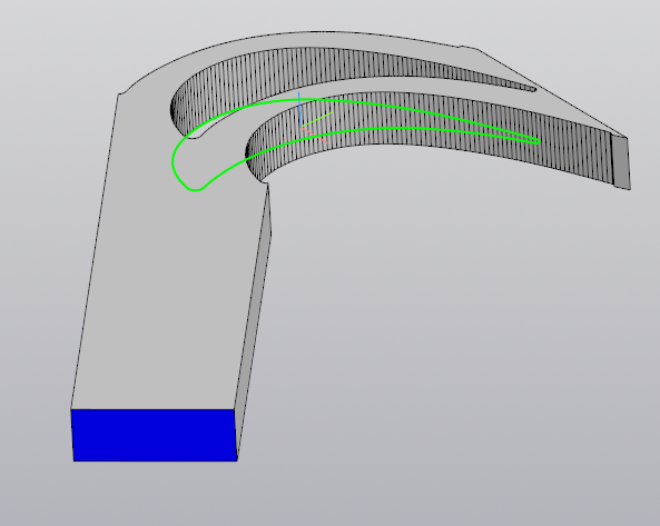 3D-модель для симуляции обдува лопаток. Грань для входа жидкости (синего цвета)