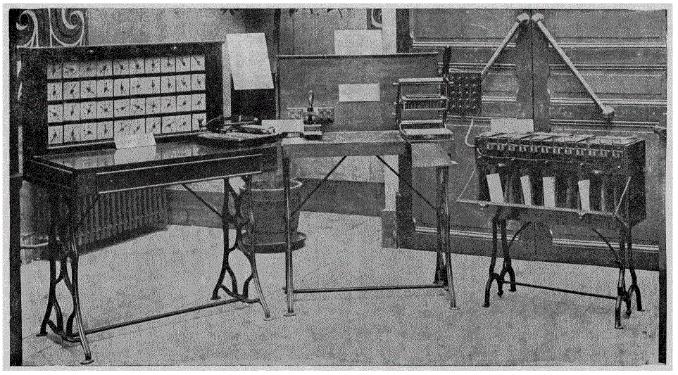 Набор оборудования Холлерита на парижской выставке 1889 года (журнал Bulletin de la Société d'Encouragement pour l'Industrie Nationale, 1933 год)