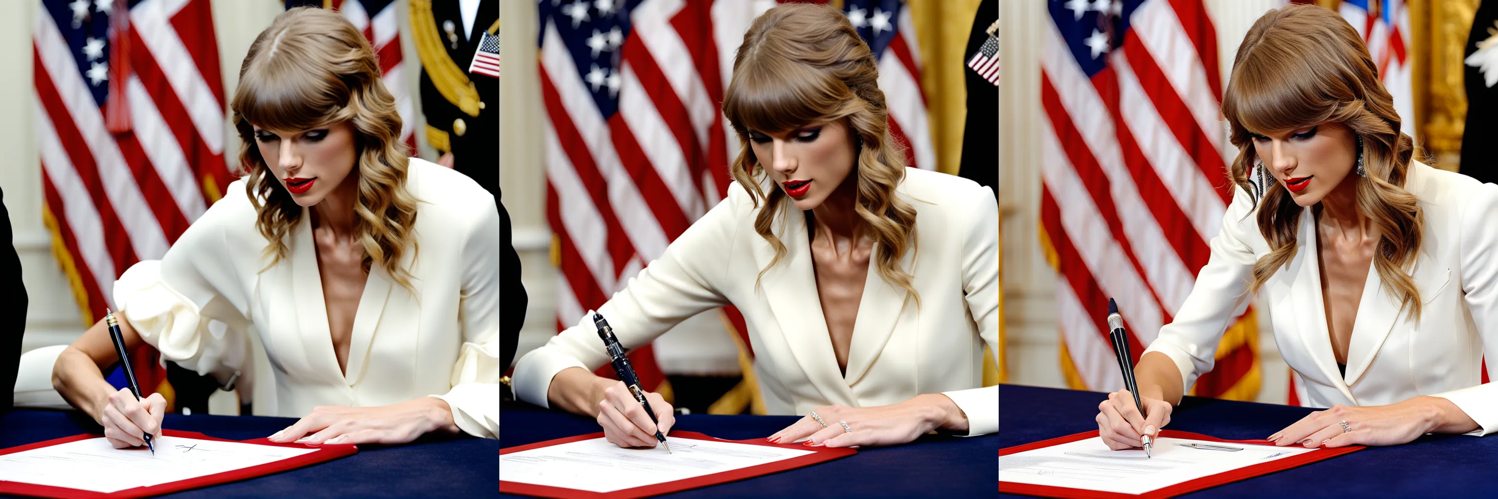 USA President Taylor Swift (signing papers)++++, photo taken by the Associated Press
