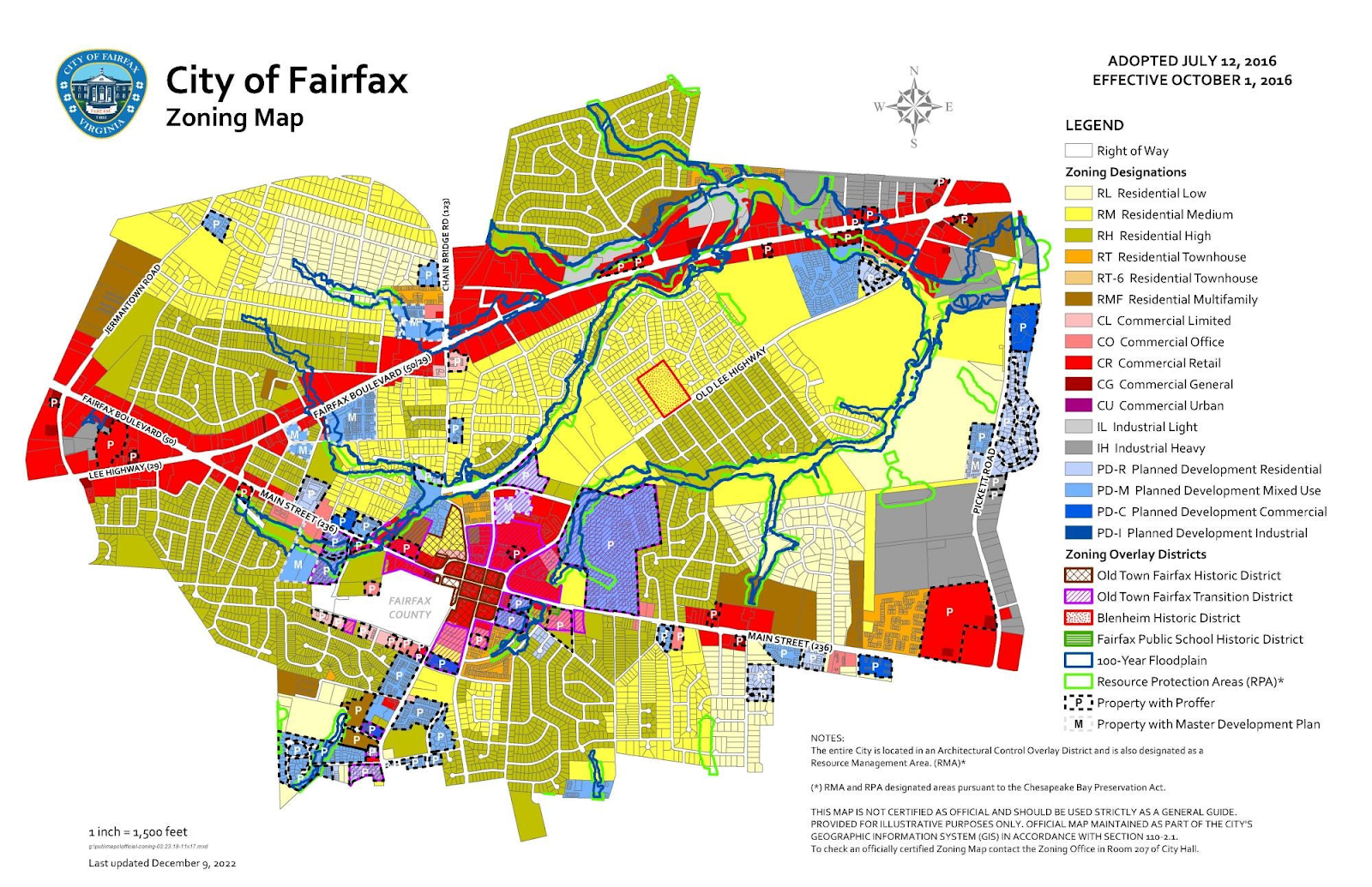 Карта зонирования города Фэрфакс | City of Fairfax