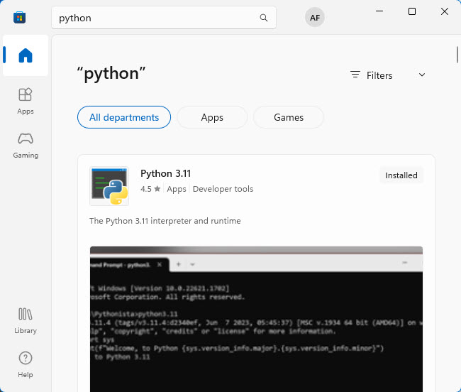 Рис. 13. Установка Python.