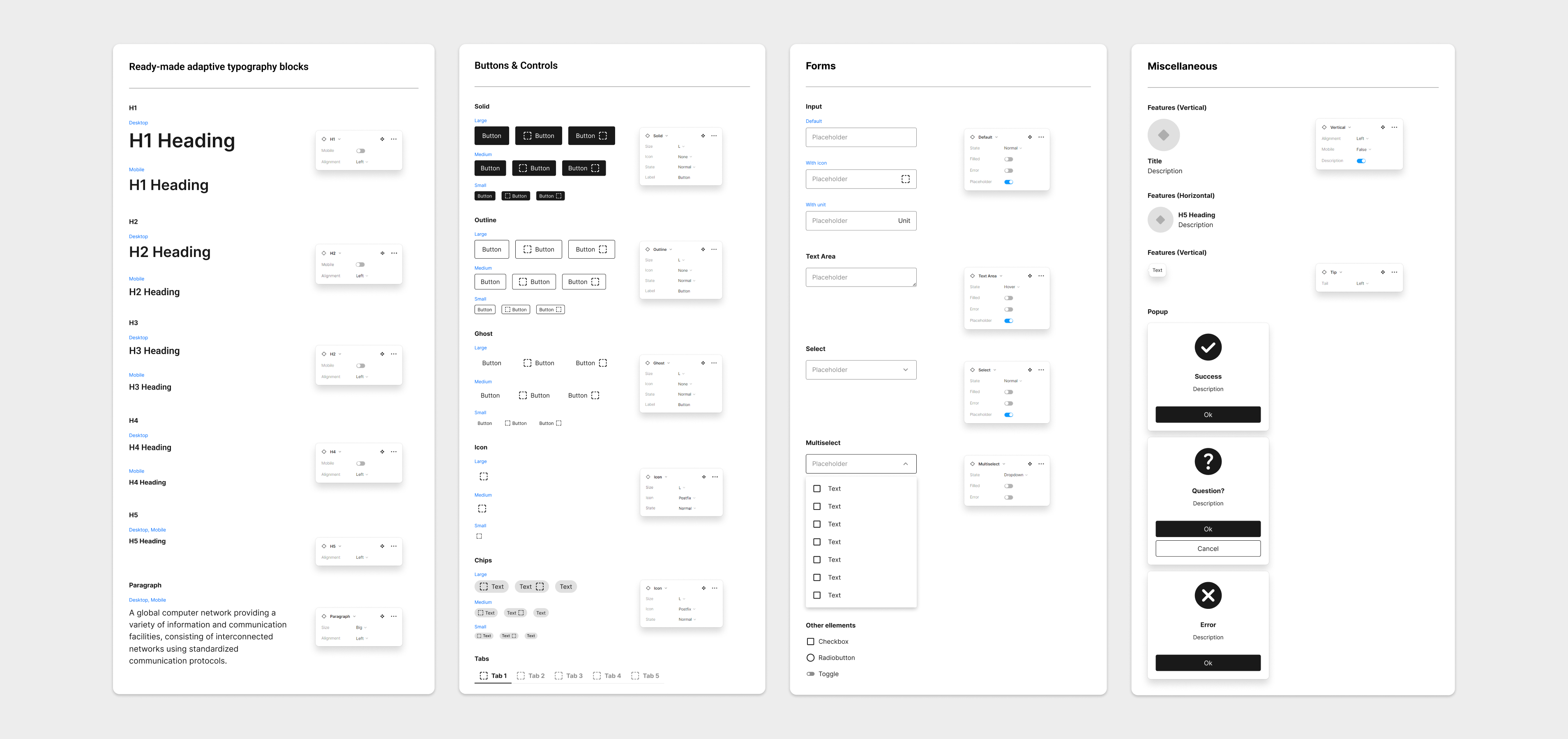 В UI-kit собираем все необходимые «детали» для прототипирования: от текстовых стилей до модальных окон