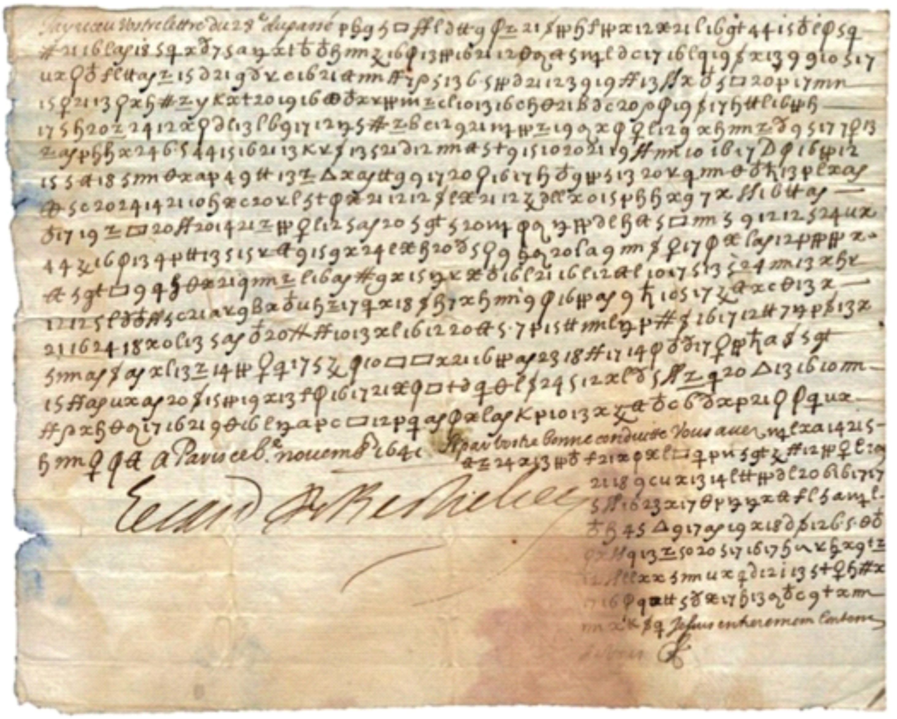 Зашифрованное письмо XVII века 