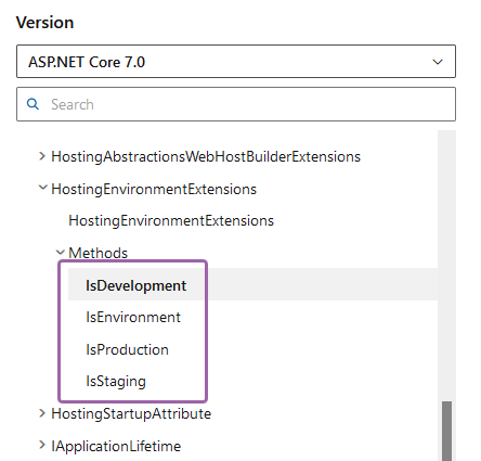 Из доков по ASP.NET Core 7.0IsEnvironment уже не про конкретную среду