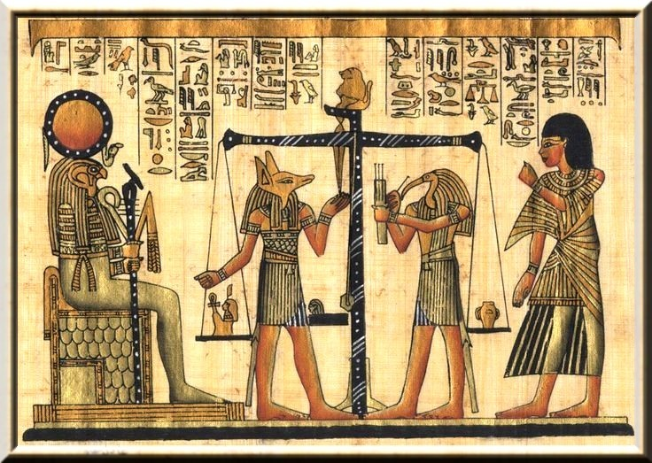 Древний Египет. Взвешивание сердца умершего человека на суде Осириса. Источник