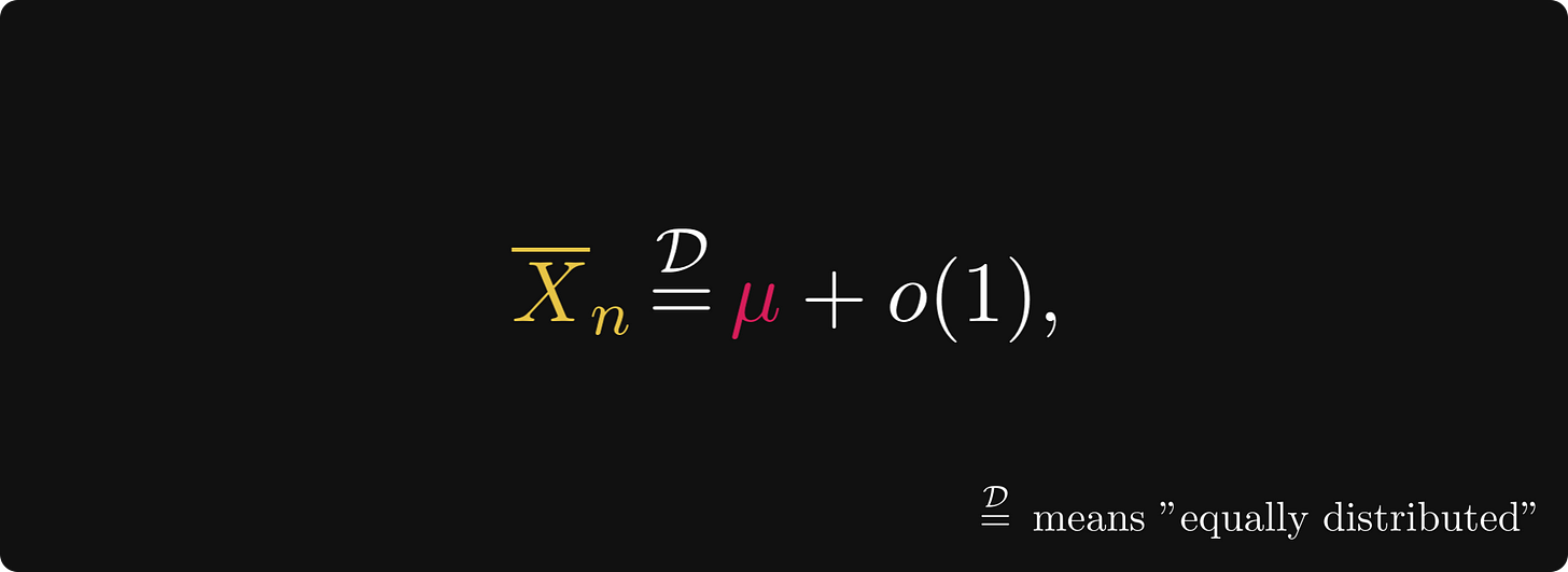 (D)= означает, что величины справа и слева от этого знака равенства распределены одинаково