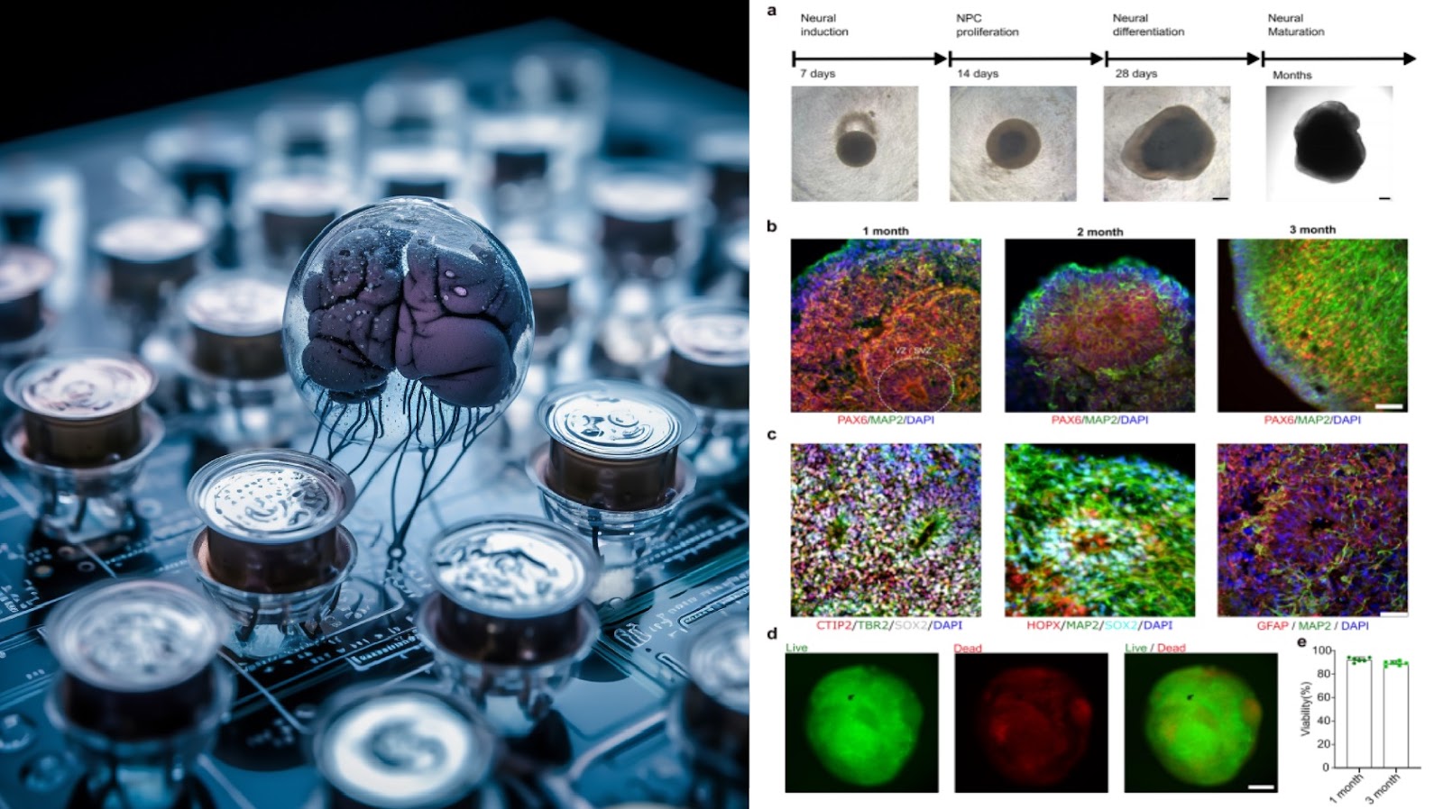 Органоид мозга на чипе – Midjourney v5.2 / Генерация кортикальных органоидов человека