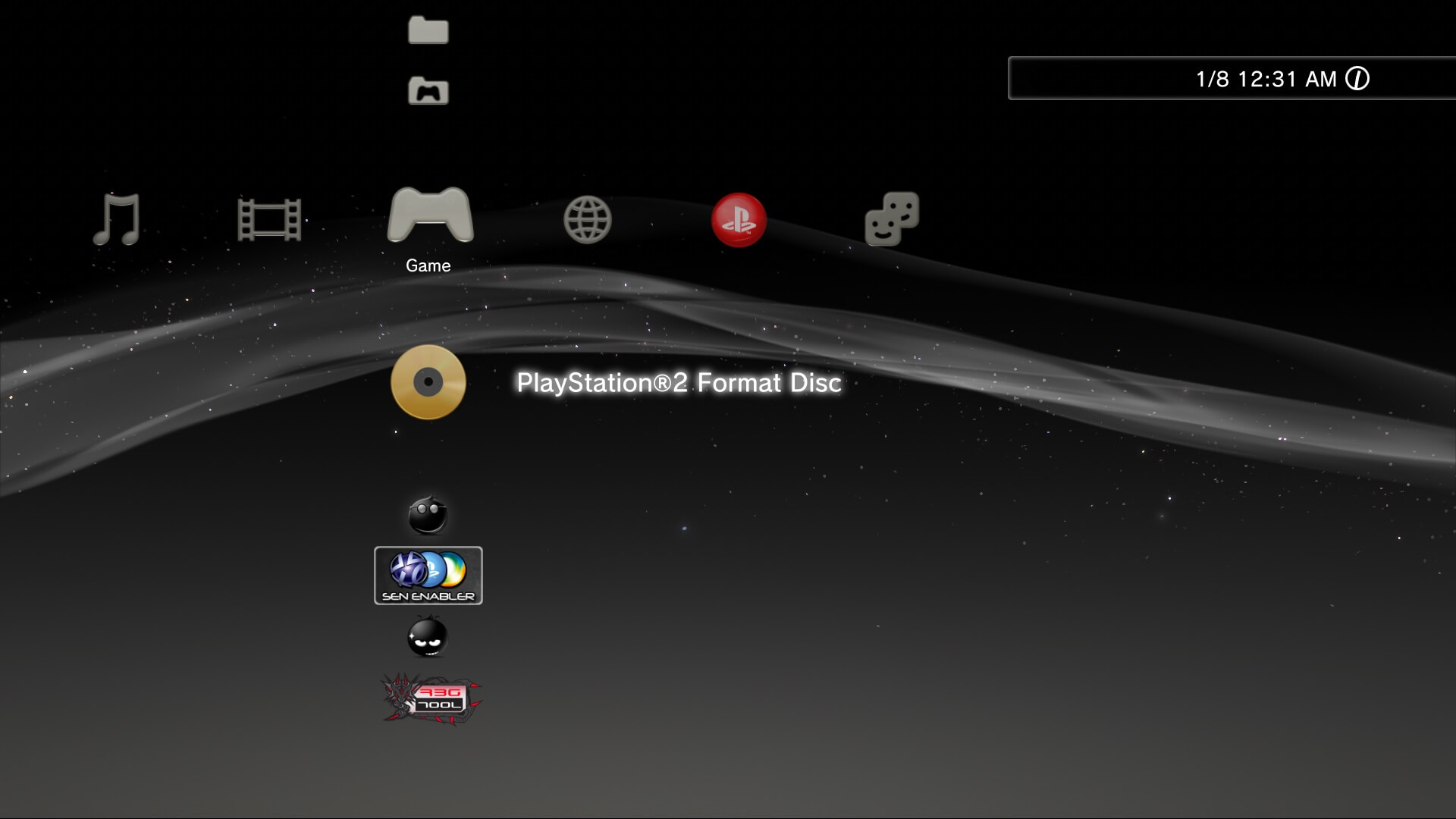 Интерфейс PS3 показывает значок игры после вставки диска от PS2.