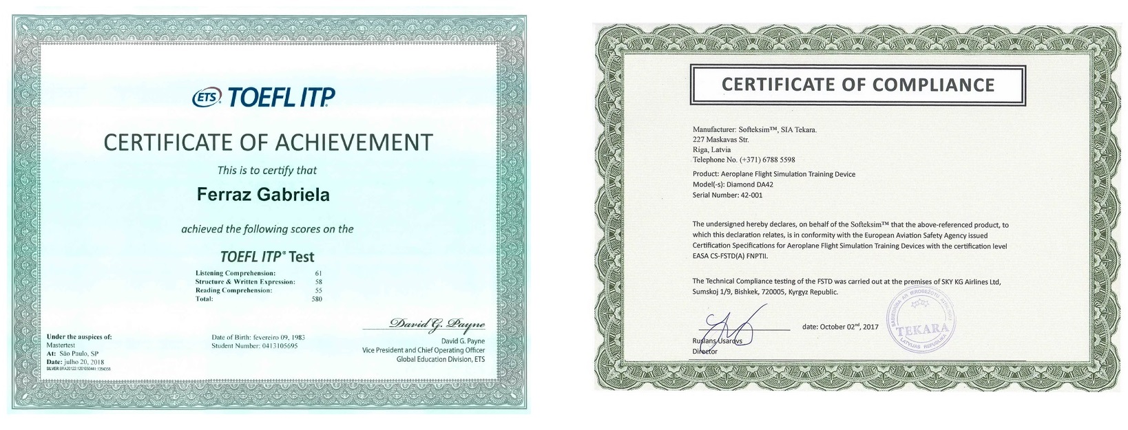 На сертификате TOEFL надпись в правом нижнем углу – это напечатанный элемент дизайна. 