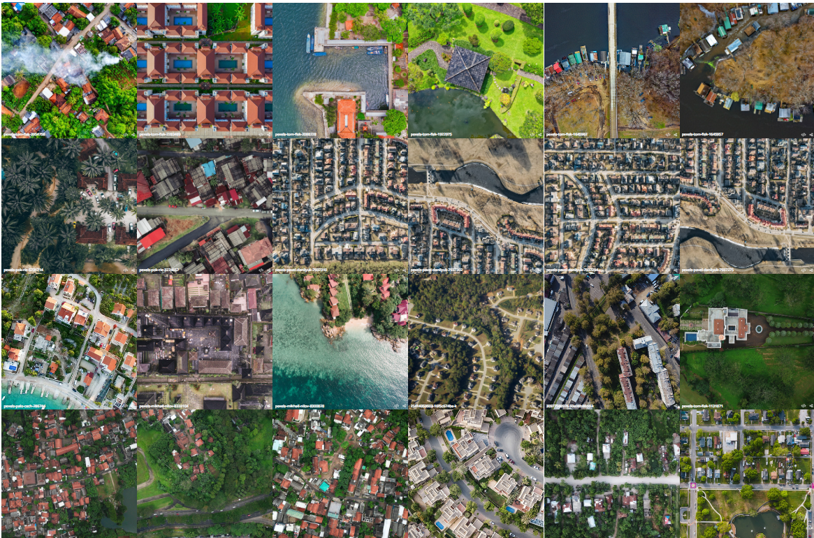 Коллаж кадров из датасета aerial-home-images