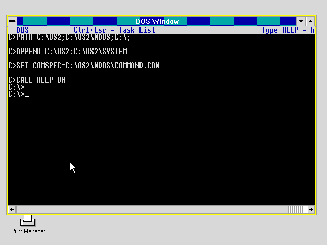 Окно DOS в OS/2 6.78