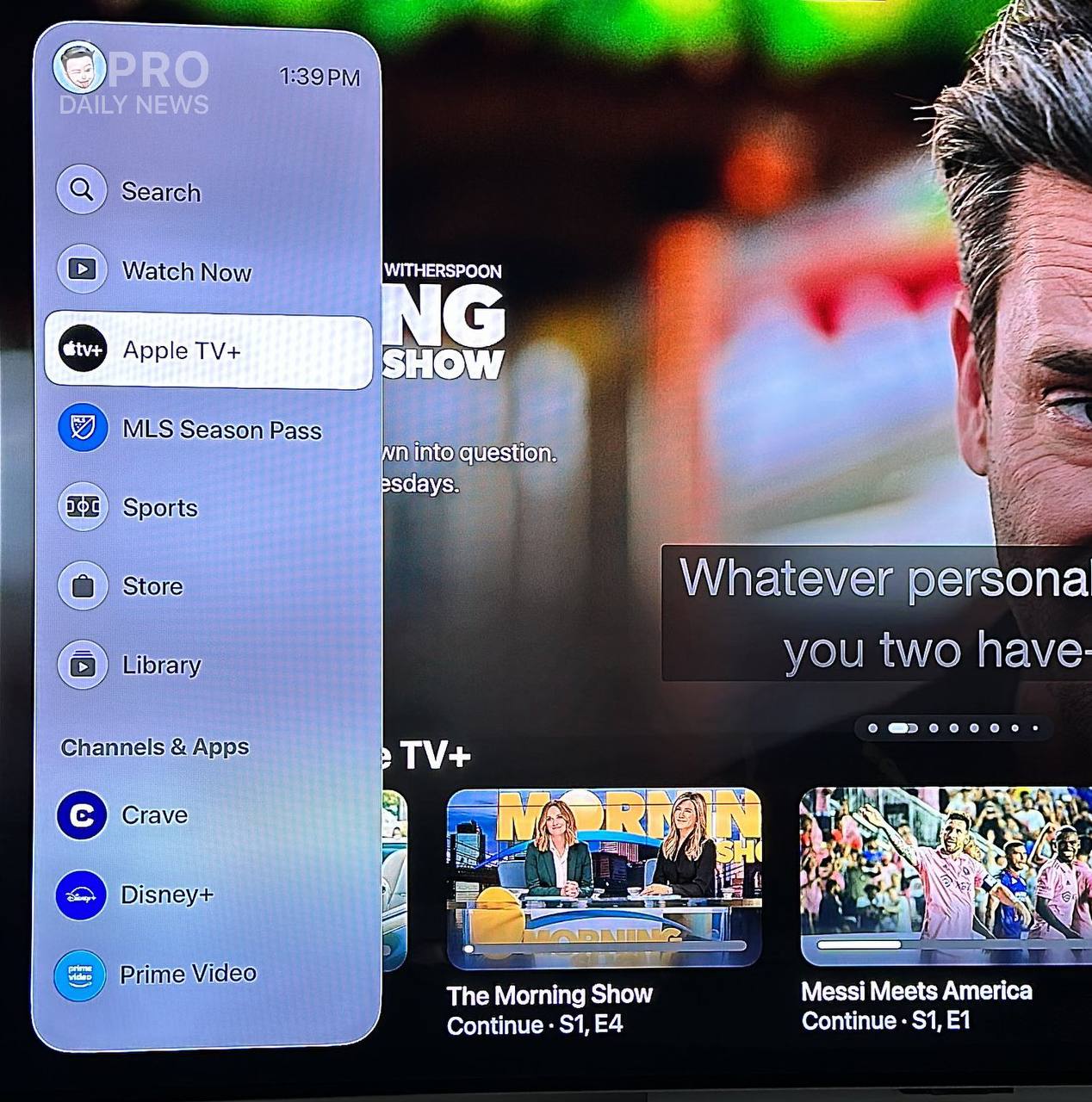 Теперь каналы и приложения, интегрируемые с сервисом Apple tv, получают отдельные разделы и быстрый доступ к ним.