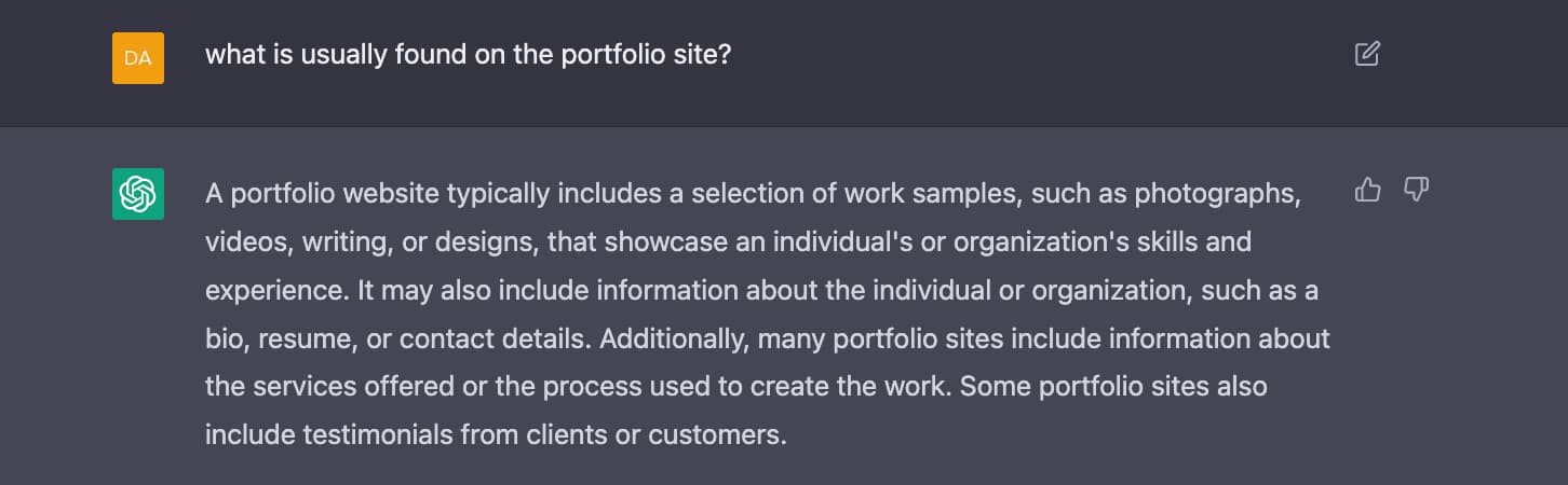 I decided to ask her about what the portfolio should contain
