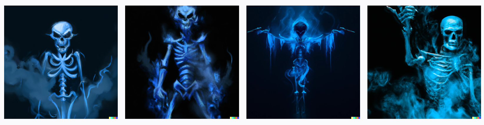 Skeleton created from smoke, evil skeleton, smoke, skeleton lich, evil mage robe, simple staff, azure glowing eyes, pointy teeth, screaming skeleton lich, digital art, cyberpunk style