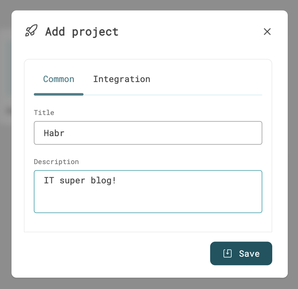 Добавление проекта в API Projector
