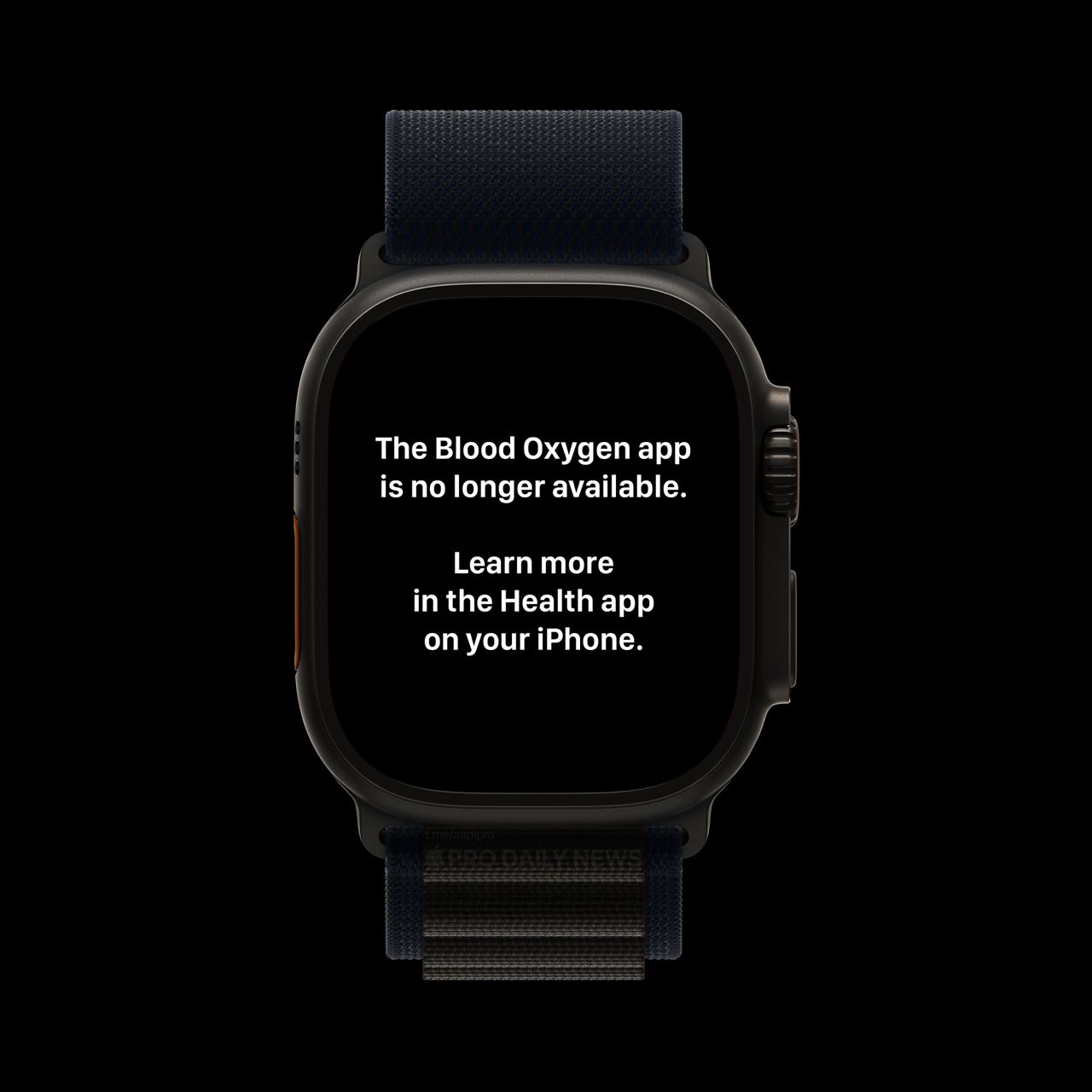 Такое уведомление теперь видят владельцы Apple Watch Series 9 и Ultra 2, проданных после 18 января в США, при запуске приложения замера кислорода в крови.