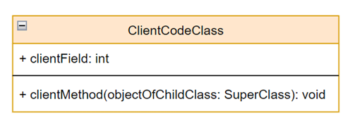 Класс-клиент не изменился, просто теперь мы передаем ему в качестве параметра объект класса-наследника