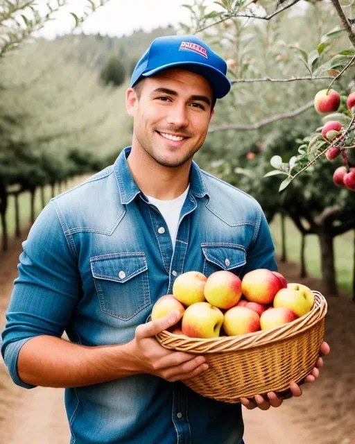 Фермер с яблоками от StarryAI
