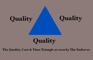 Покажите Блюстителю треугольник "качество, время и стоимость", и всё, что он увидит, это три стороны, говорящие "качество"