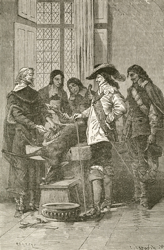 Гарвей демонстрирует королю Карлу I опыты по кровообращению.