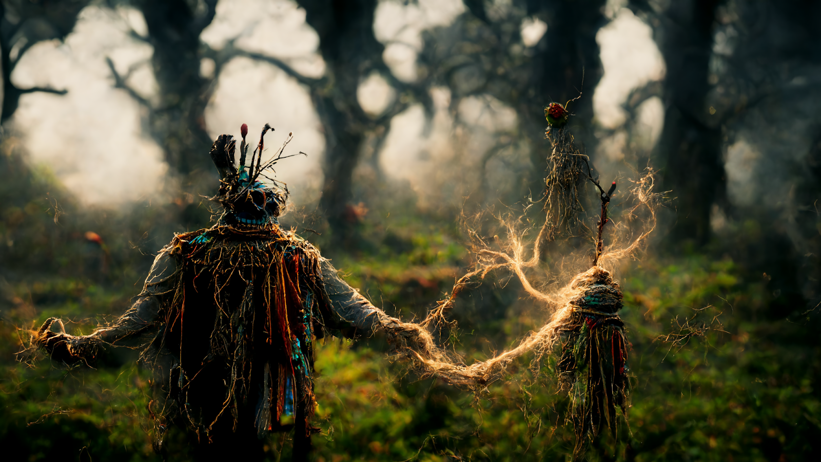 Три шамана кастуют волшебство вместе