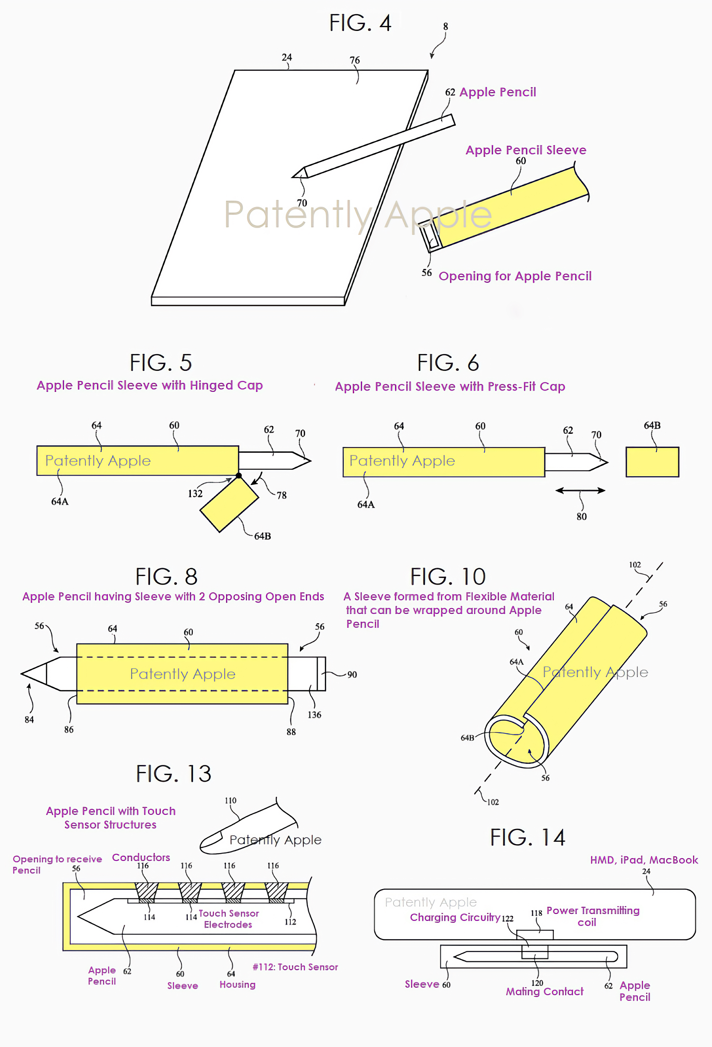 Патент Apple на аксессуар для Apple Pencil, который будет расширять его функционал (© Patently Apple)