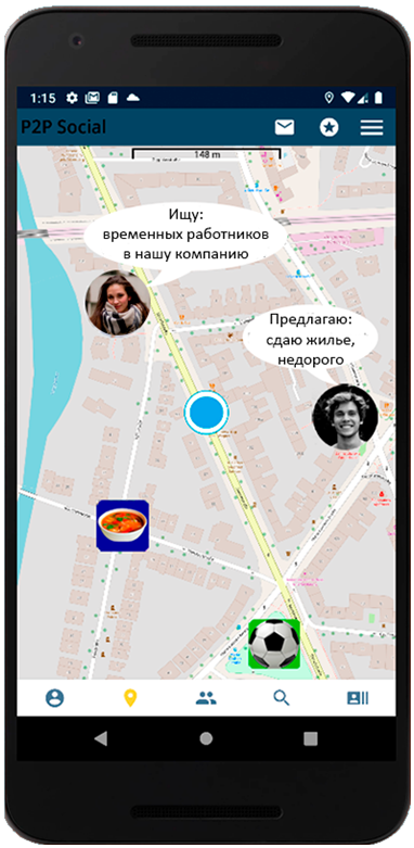 Карта с пользователями и событиями