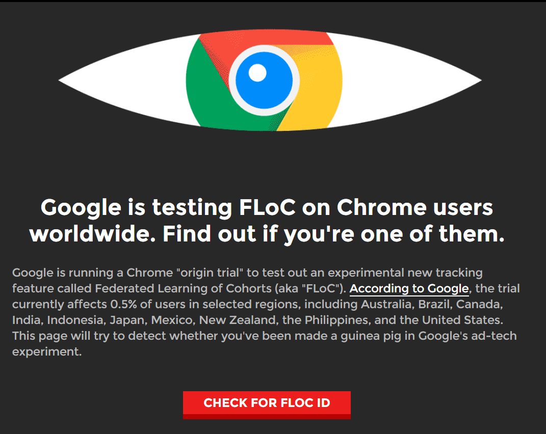 Сайт для проверки, используется ли в вашем браузере FloC 
