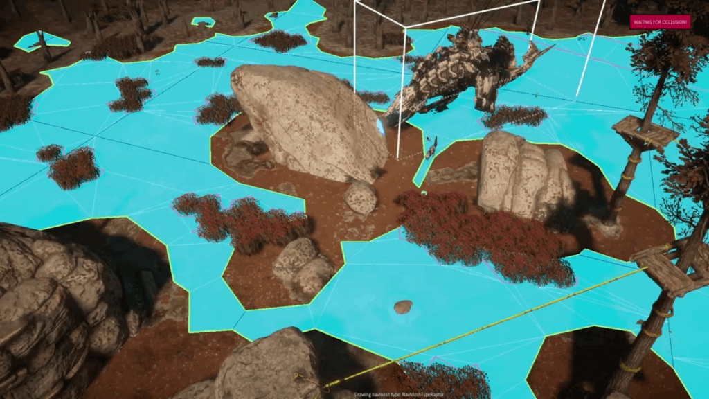 В Horizon Zero Dawn есть сразу шесть навигационных сеток: четыре для существ разного размера, одна для плавающих существ, одна, чтобы игрок мог корректно оседлать моба.