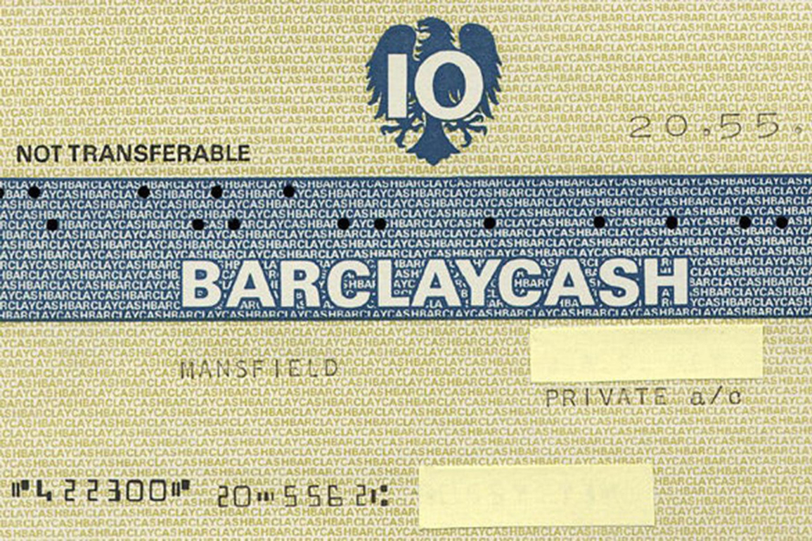 Ваучер для снятия денег, Barclays. Его нужно было подписать и опустить в банкомат