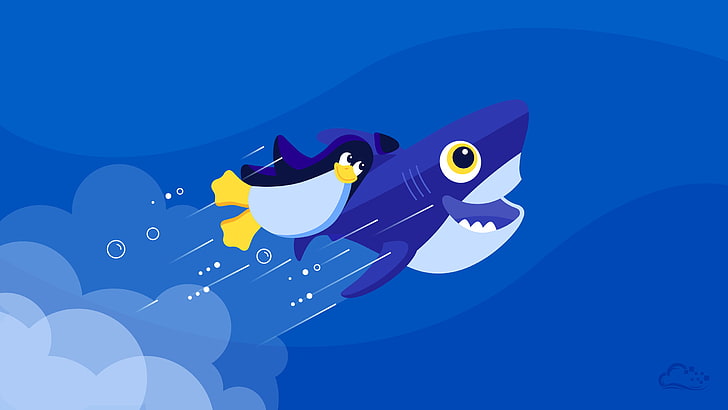 wallpaper digital ocean linux+shark