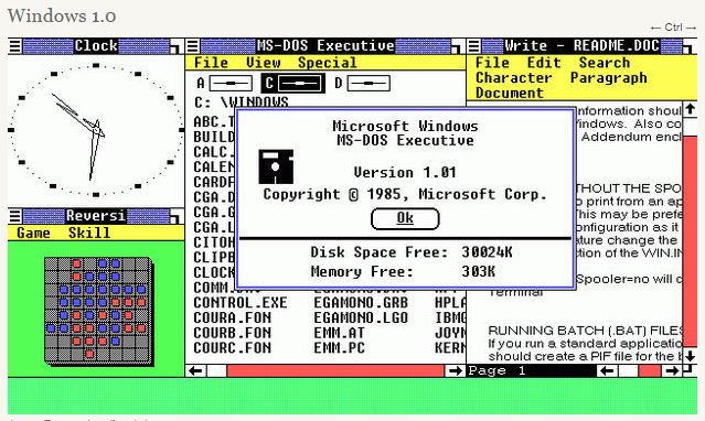 Windows 1.01. // Источник: TAdviser, автор скриншота: пользователь M С