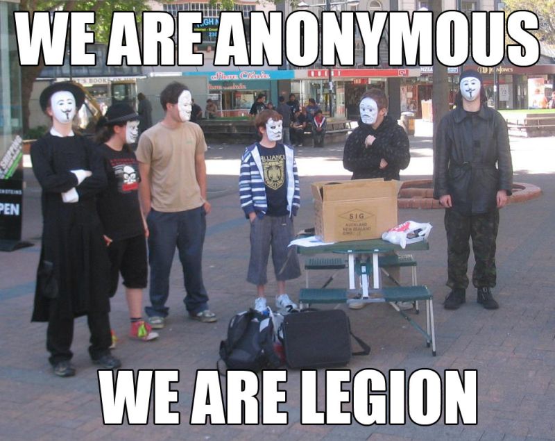 Наглядная иллюстрация понятия Anonymity Set. Минздрав предупреждает: множество анонимности из 6 элементов не является достаточным для обеспечения приватности (да и для формирования «легиона» тоже...)