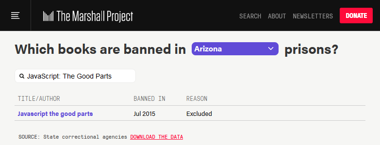 Книга «JavaScript: The Good Parts» запрещена в тюрьмах штата Аризона