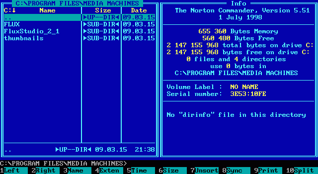Norton Commander, одна из поздних версий. // Источник: white-windows.ru