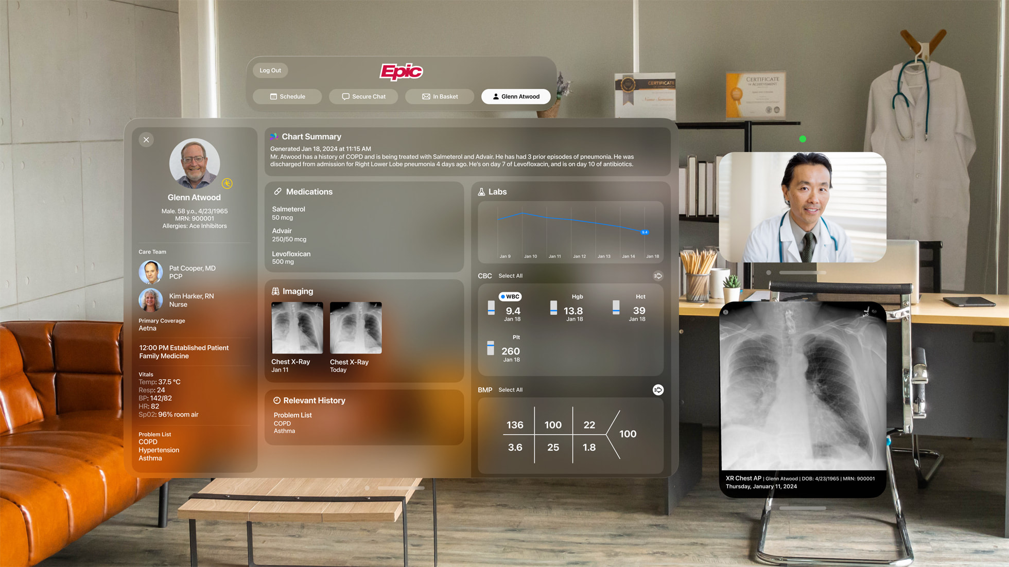 Epic Spatial Computing Concept allows physicians to experience charting, secure chat, and In Basket workflows with Apple Vision Pro using gestures, opening up new collaboration and productivity workflows in a spatial environment for future applications. https://www.apple.com/