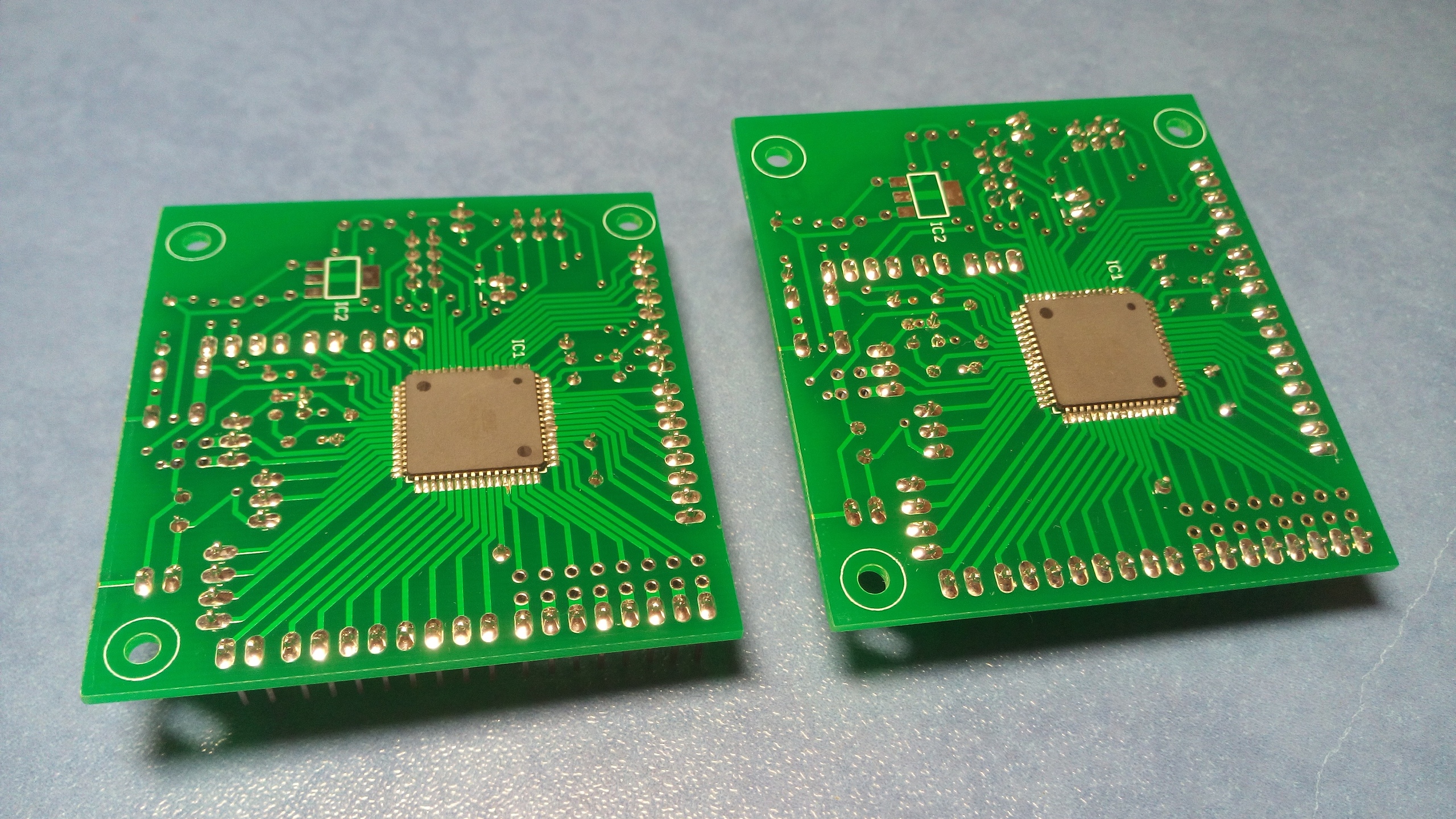 The back side of the boards after soldering the components