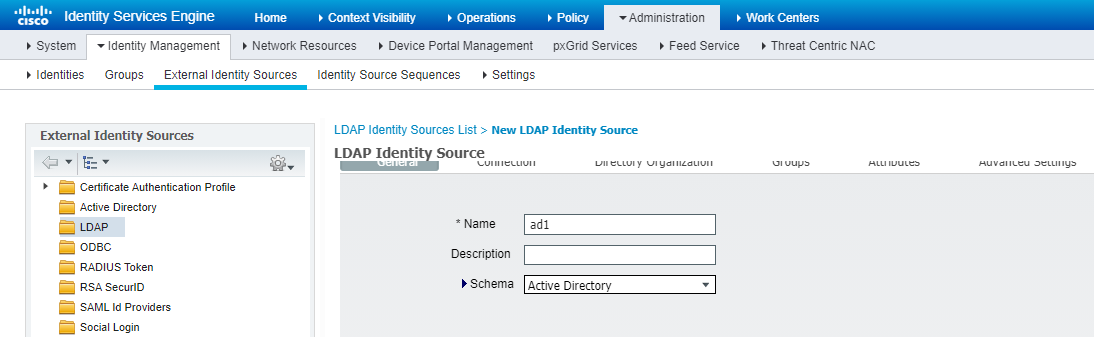 Рисунок 5. Добавление LDAP сервера со схемой Active Directory