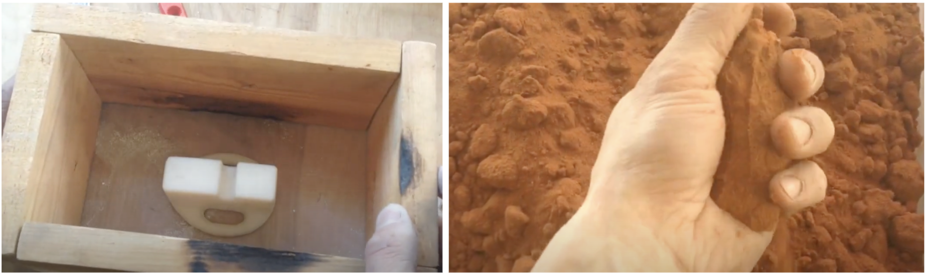 В эти формы набиваем песок на основе масла и глины.