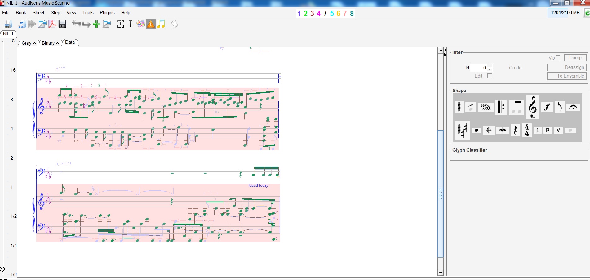 Проверка качества нотной записи сканером нот Audiveris Music Scanner. Качество достаточное для человека, для машинного анализа и редактирования, если MIDI или облако недоступно.