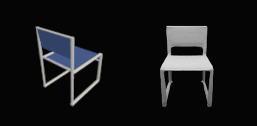 Рис.6 Пример подготовленного входного изображения (слева) и полигональной модели, полученной с помощью Occupancy Net [6] (справа).