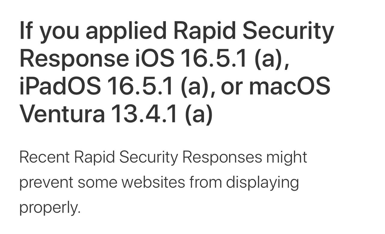 Официальная рекомендация Apple удалить обновление безопасности (a), если его установили ранее.