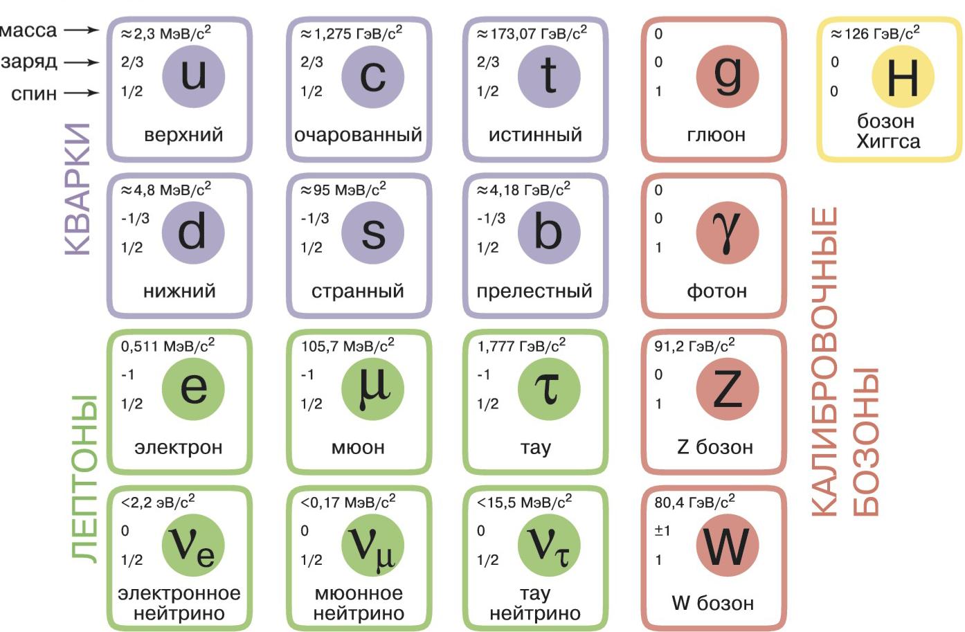 Рис. 3.5. Таблица элементарных частиц.