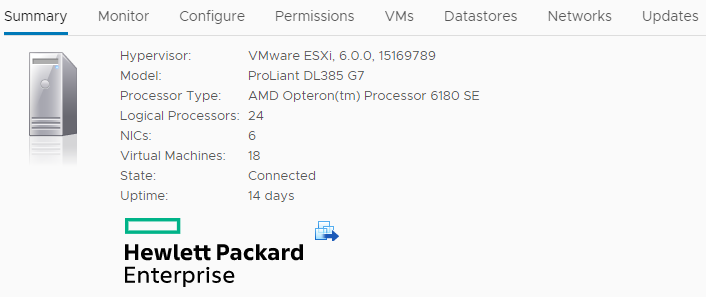 сервер DL385 Gen7, AMD Opteron 6180 SE, VMware ESXi 6.0.0