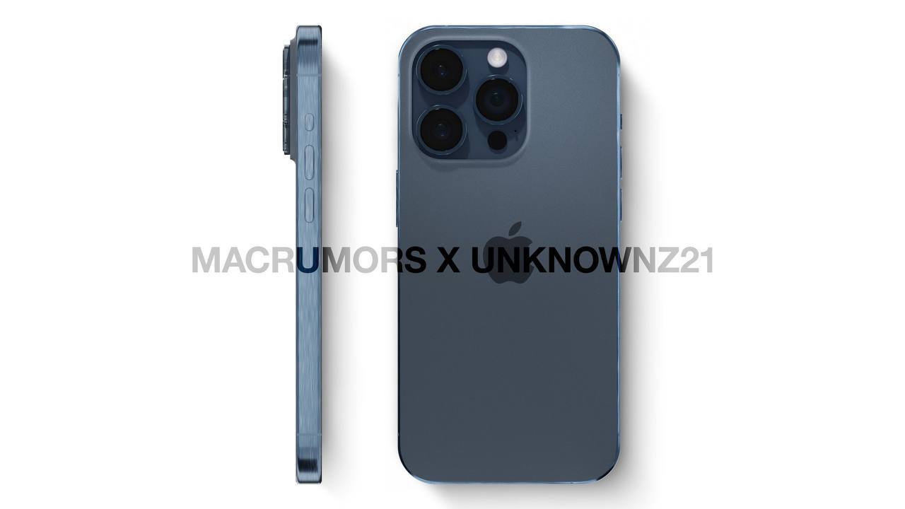 Концепт нового цвета iPhone 15 Pro в тёмно-синем цвете (© Macrumors & Unknownz21)