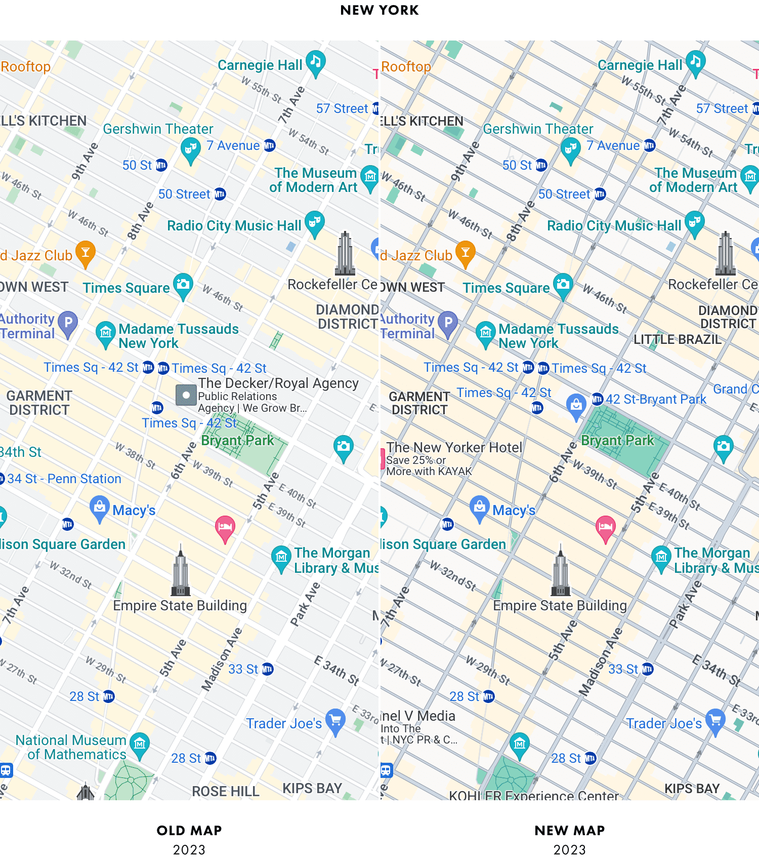 Старый и новый картостили Google Maps 