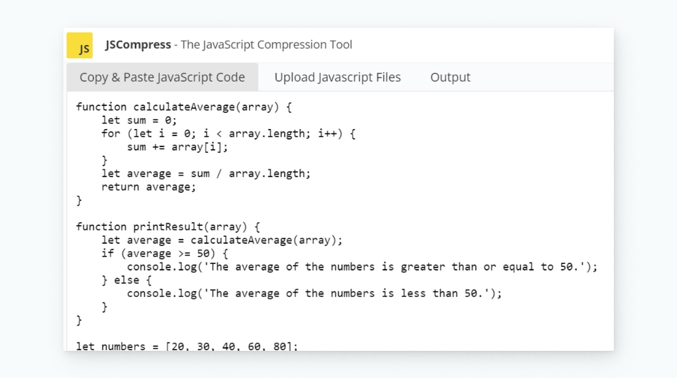 Пример исходного кода JS 