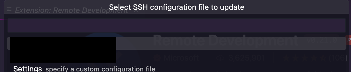 Окно выбора конфигурации SSH