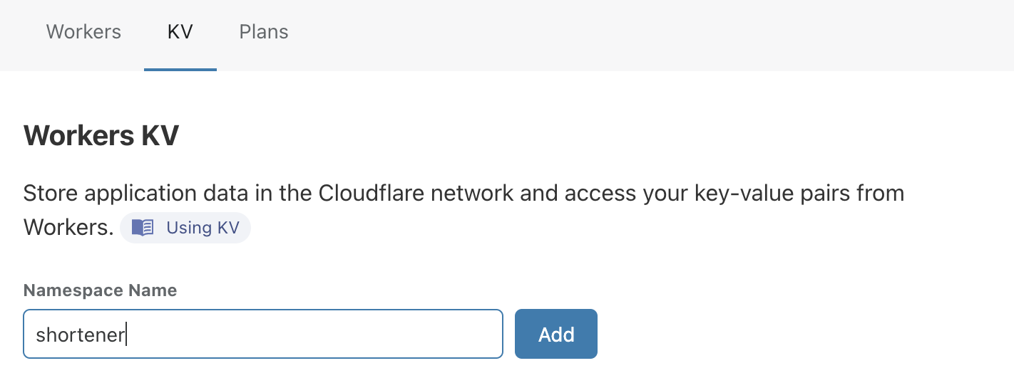 Страница Cloudflare KV