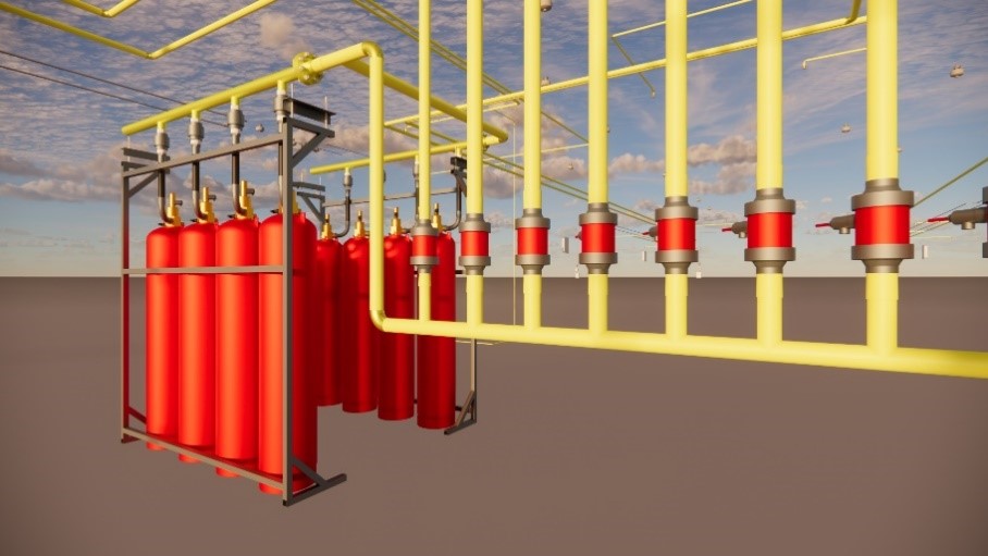 Система газового пожаротушения коммерческого ЦОД на 20 МВт (модель Revit)   